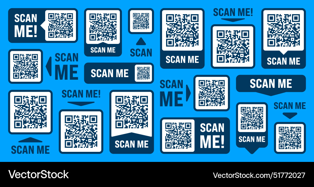 Scan me qr code sticker with text online payment Scan me qr code sticker with text online payment vector image