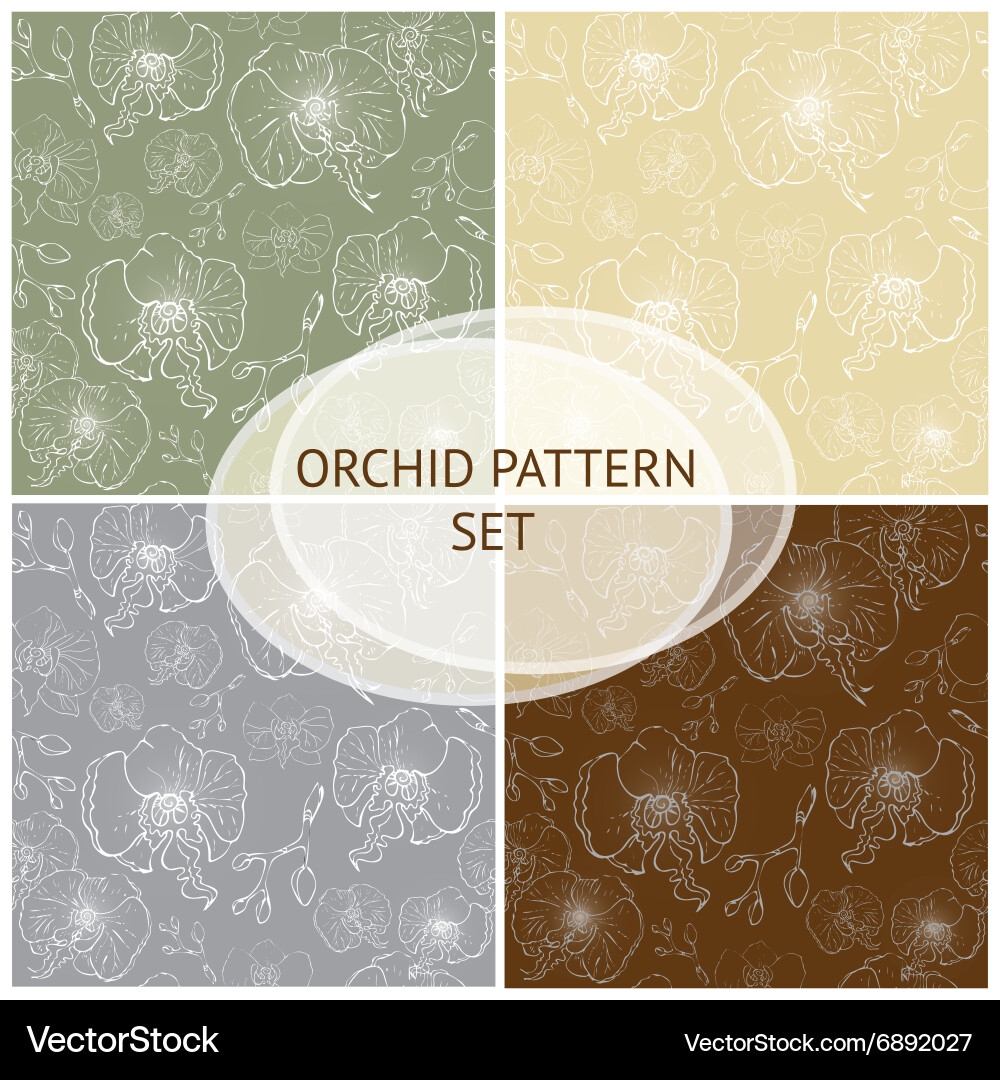 Seamless pattern orchid background set Vector Image