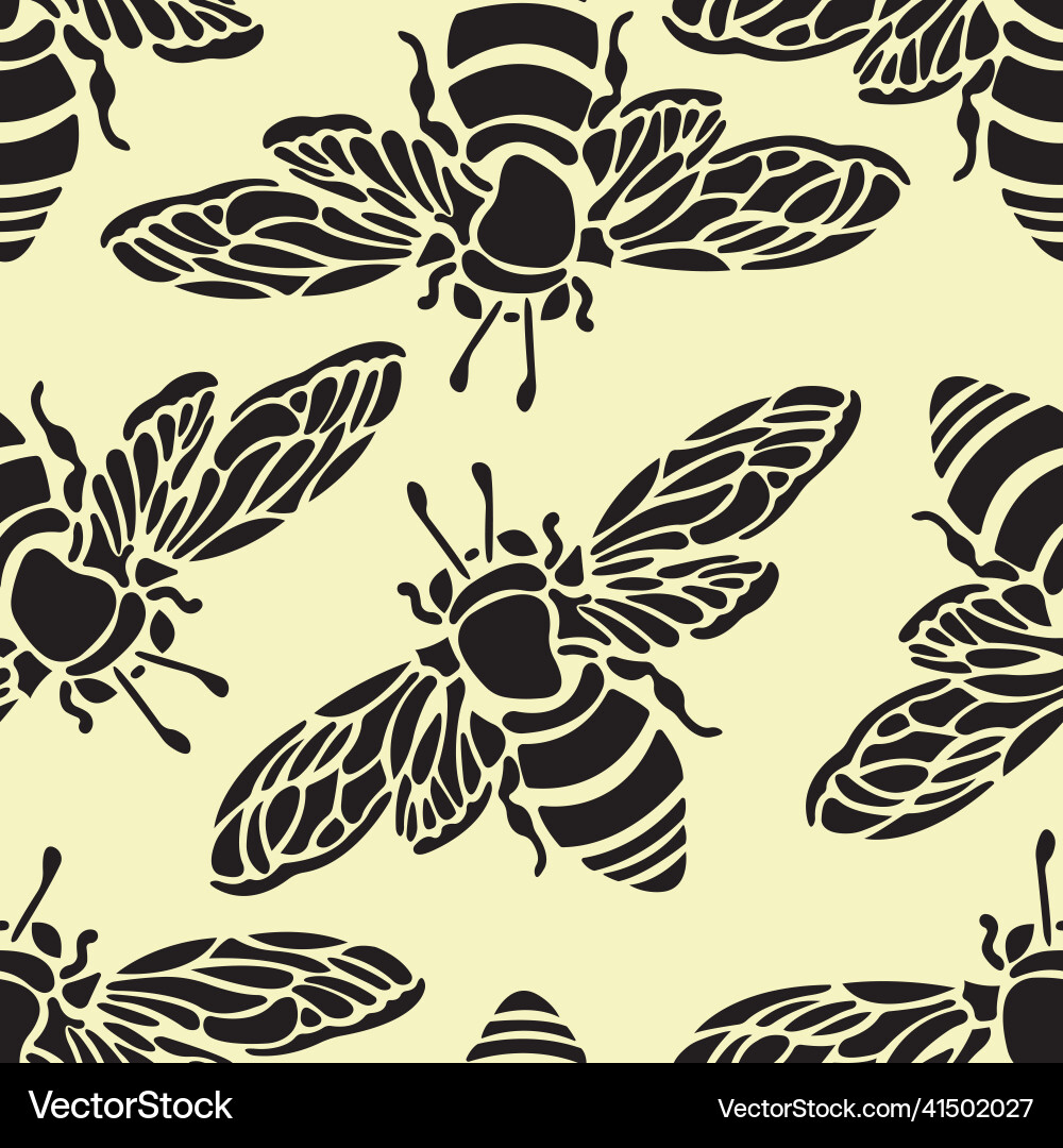 Seamless pattern with bees on a yellow background Seamless pattern with bees on a yellow background vector image