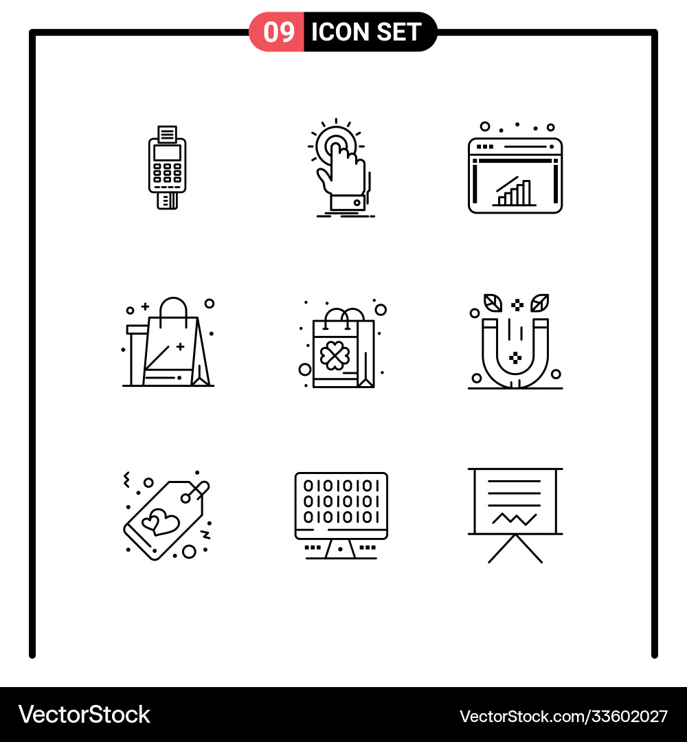 Set 9 outlines on grid for bag web click Vector Image