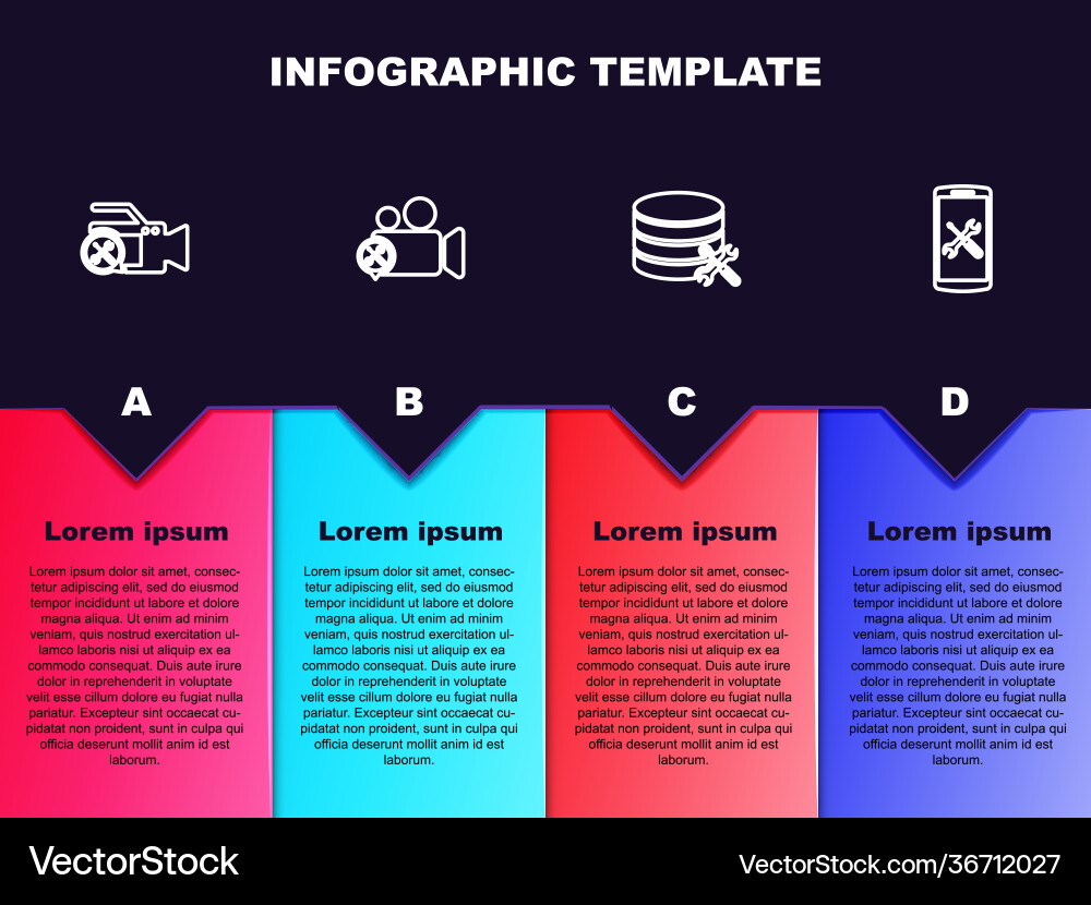 Set line video camera service database server Set line video camera service database server vector image