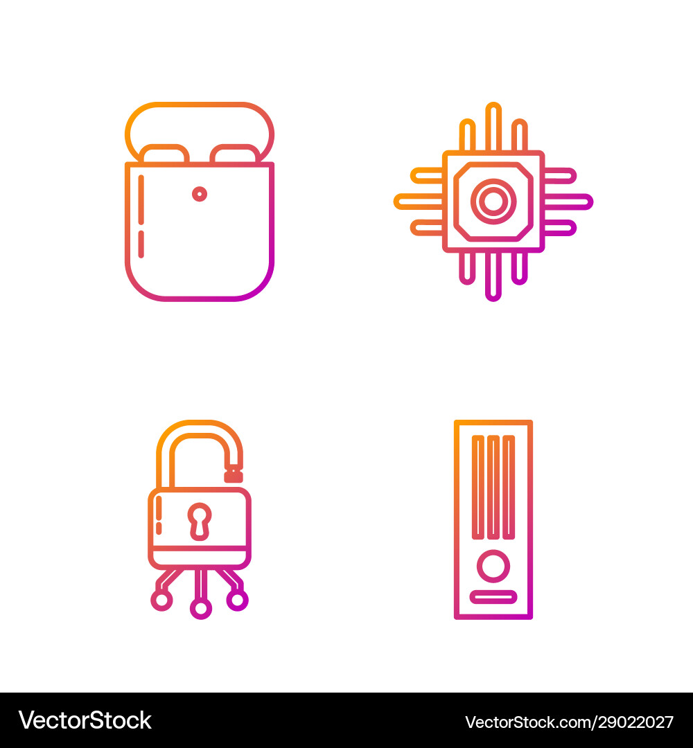 Set line video game console lock on digital Set line video game console lock on digital vector image
