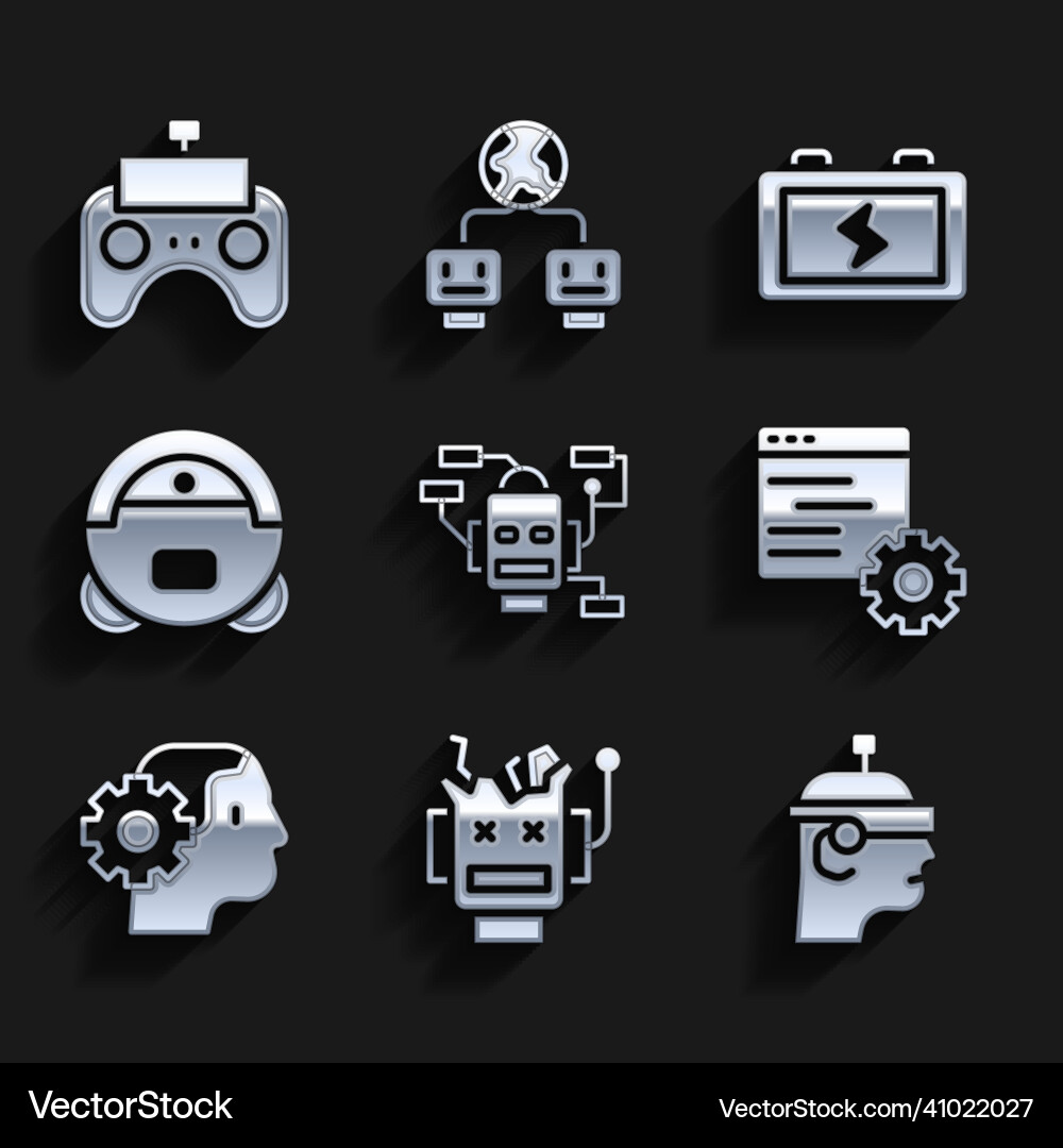 Set robot broken smart glasses computer Set robot broken smart glasses computer vector image