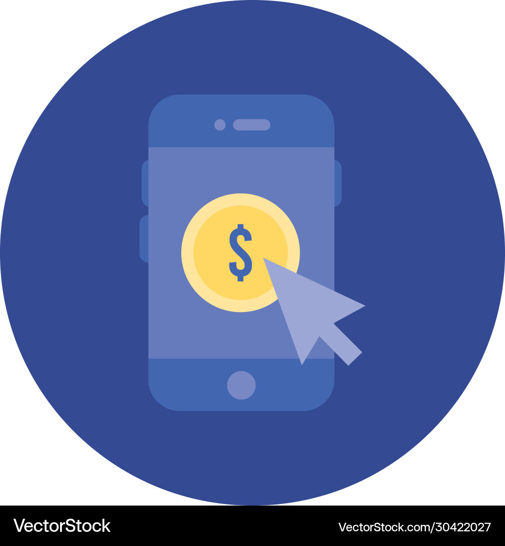 Smartphone with coin and arrow mouse block Smartphone with coin and arrow mouse block vector image