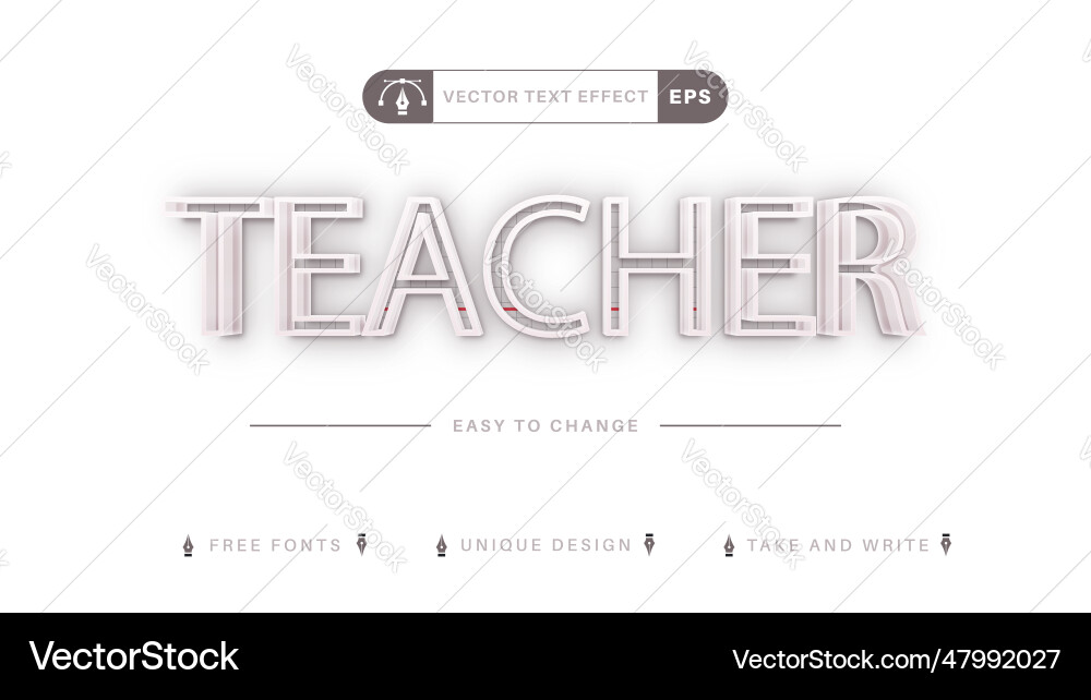 Stroke school - editable text effect font style vector image