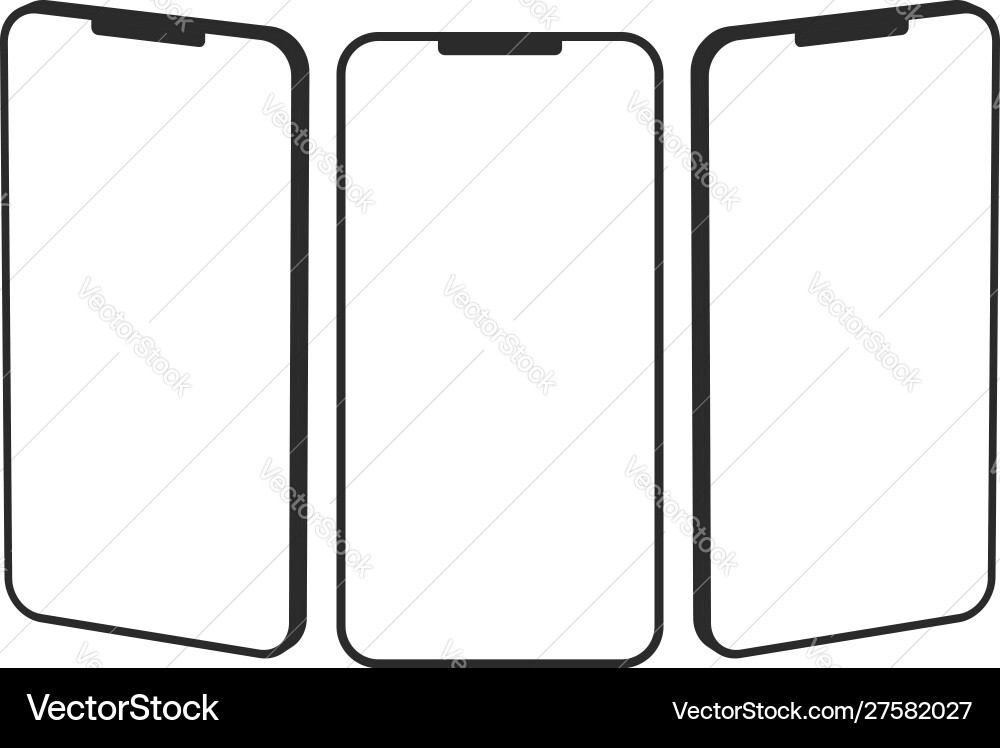 Three frameless cell phone templates on white Three frameless cell phone templates on white vector image