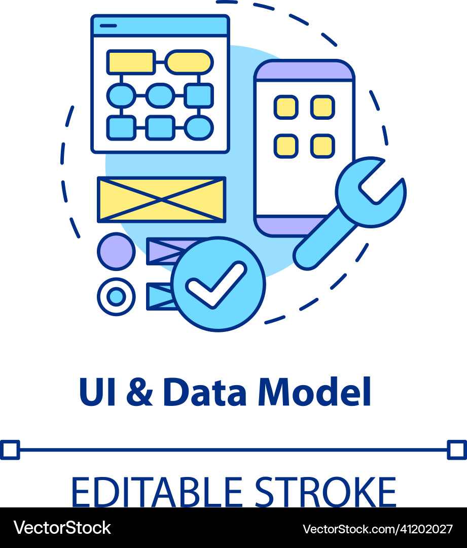 Ui and data model concept icon Ui and data model concept icon vector image