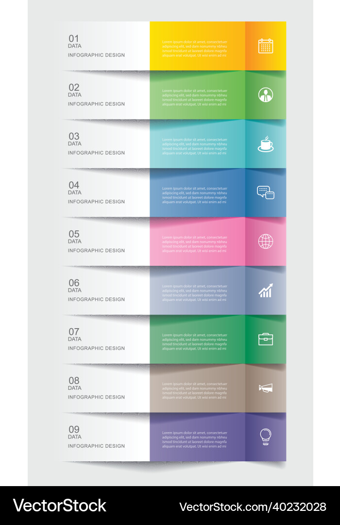 9 data infographics tab paper index template 9 data infographics tab paper index template vector image