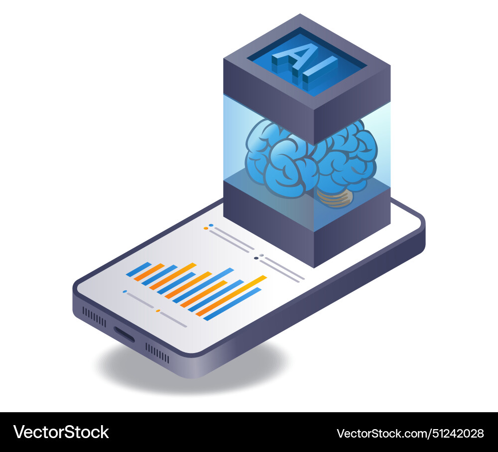 Artificial intelligence smartphone data analyst Artificial intelligence smartphone data analyst vector image