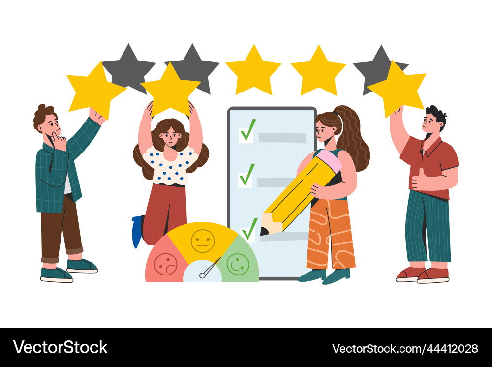Customer feedback with questionnaire starts Vector Image