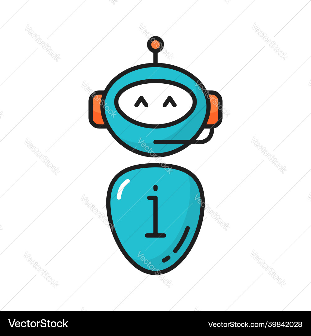 Cute smiling robot isolate chat bot thin line icon Cute smiling robot isolate chat bot thin line icon vector image