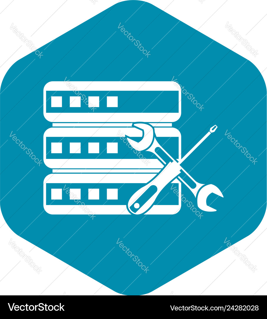 Database with screwdriver and spanner icon vector image