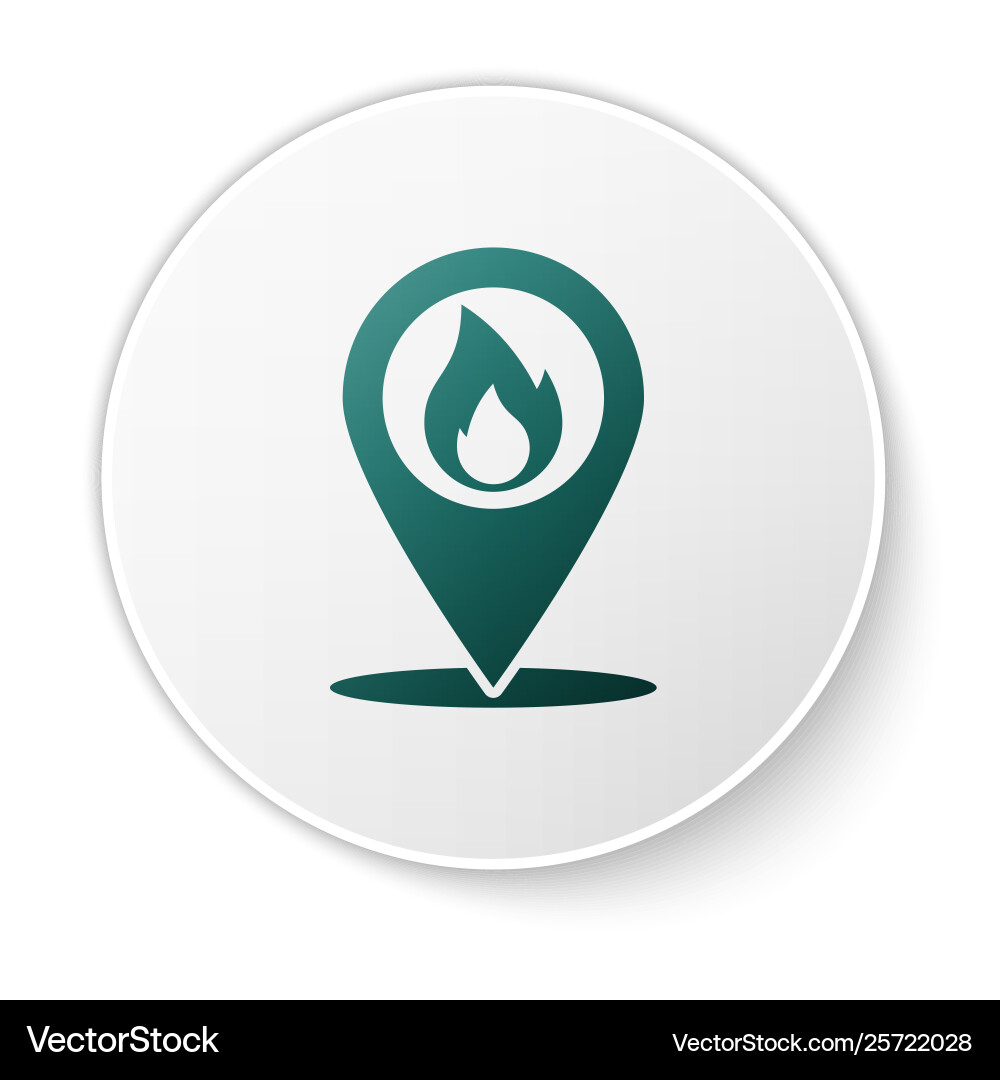Green map pointer with fire flame icon isolated Green map pointer with fire flame icon isolated vector image