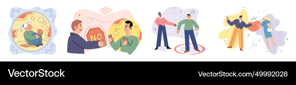 Introvert ignoring social situations temporarily Introvert ignoring social situations temporarily Vector Image