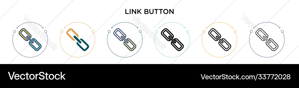 Link button icon in filled thin line outline vector image