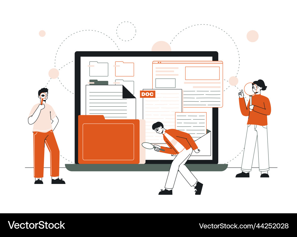 People searching data looking for file documents People searching data looking for file documents vector image