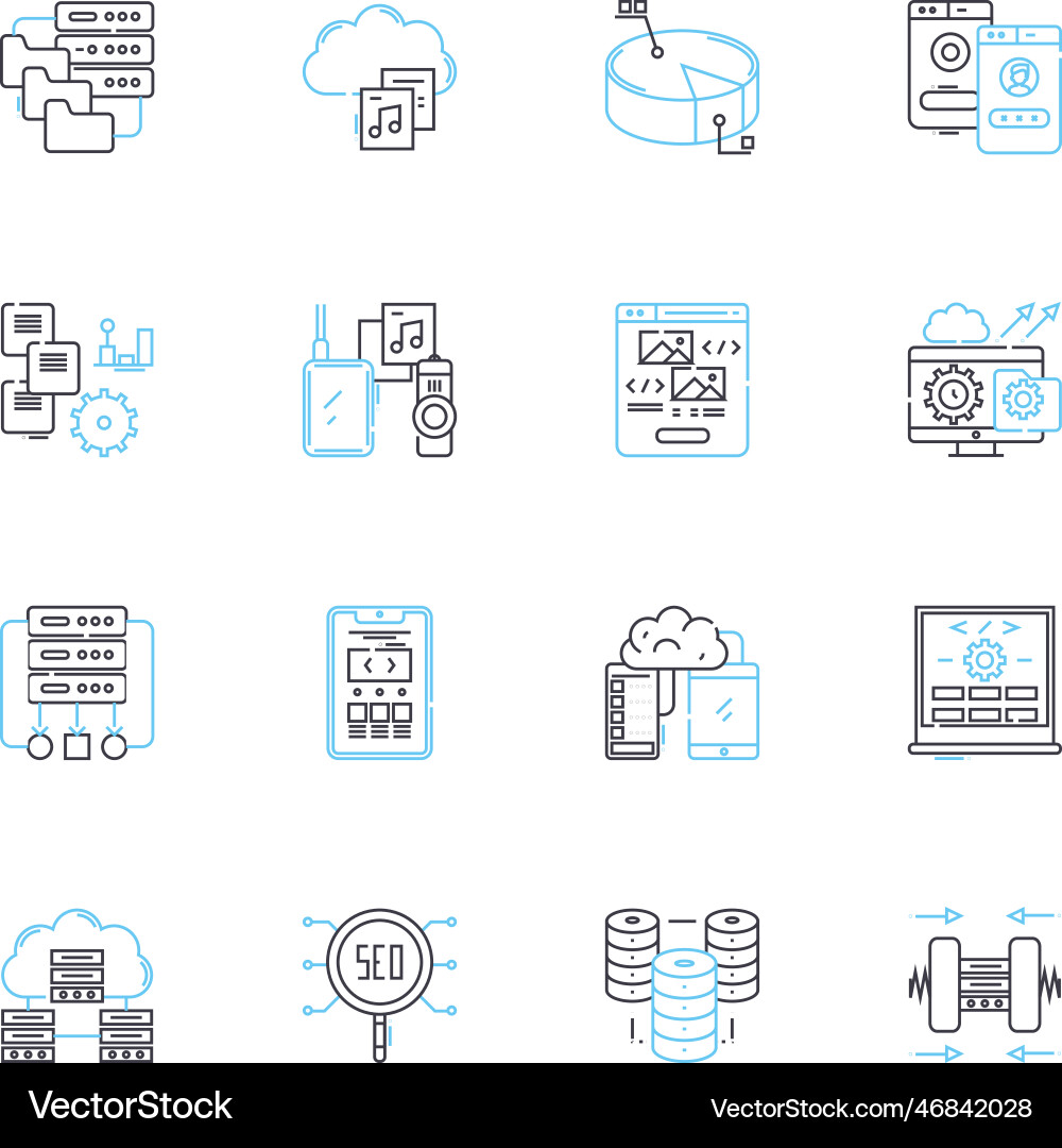 Predictive analytics linear icons set forecasting Predictive analytics linear icons set forecasting vector image
