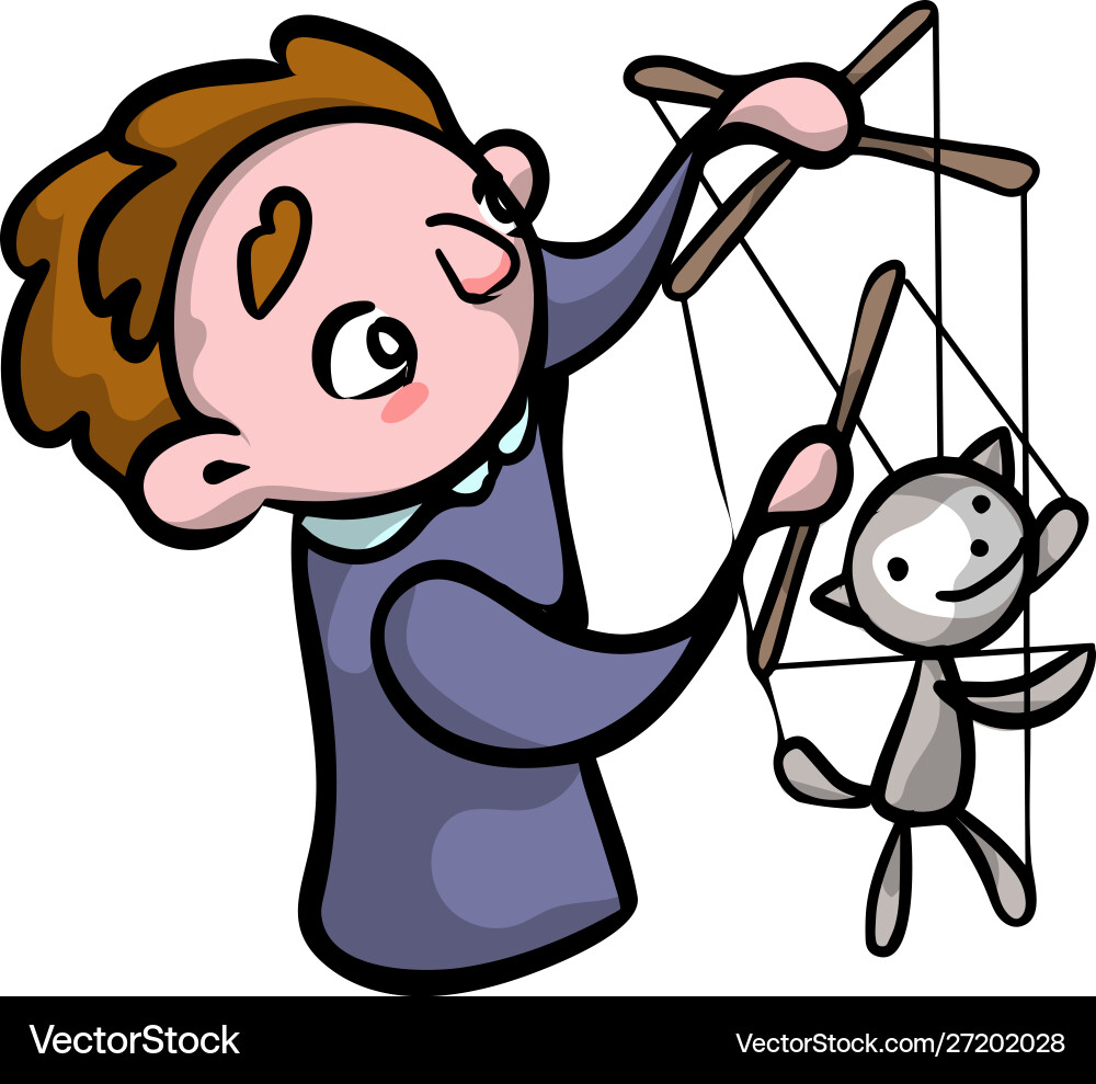 Puppeteer with Animal Puppet Vector Image
