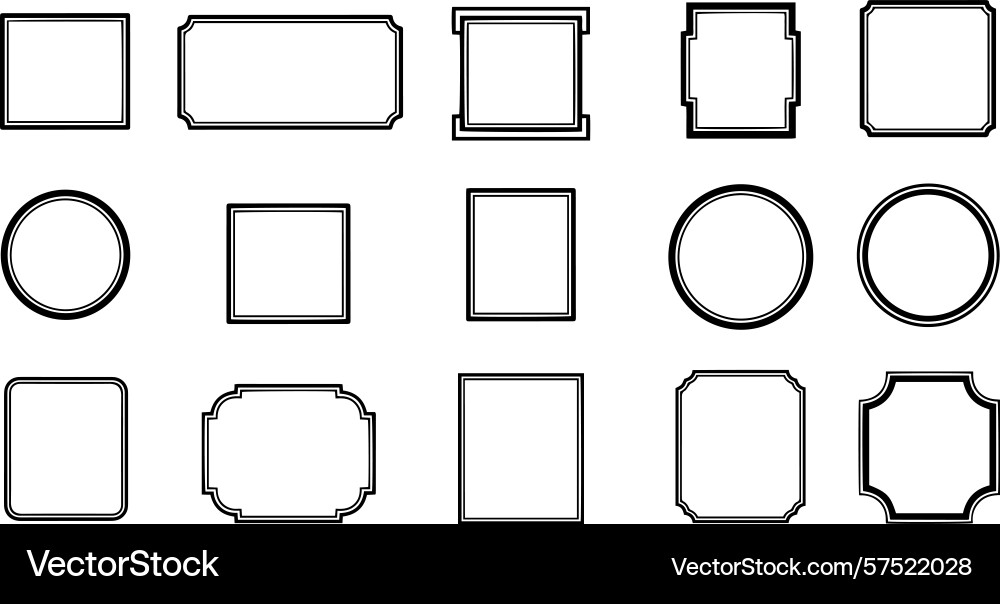 Set of blank rectangle and circle frames vector image