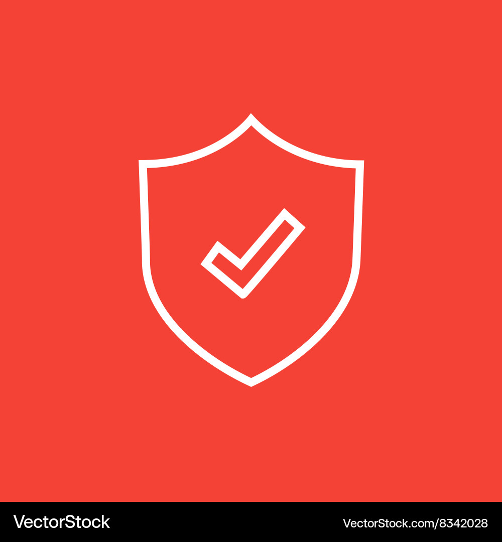Shield with check mark line icon vector image