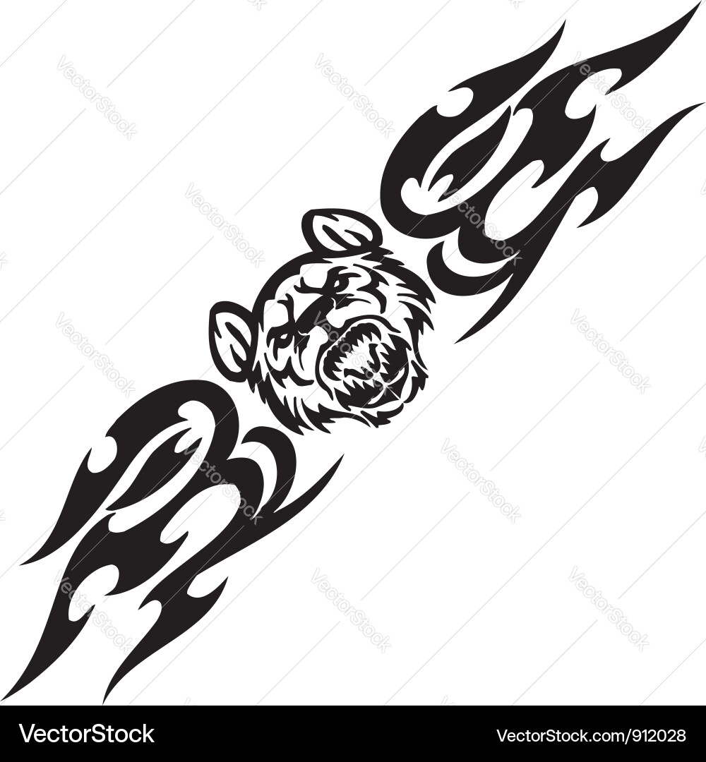 Tiger and symmetric tribals vector image