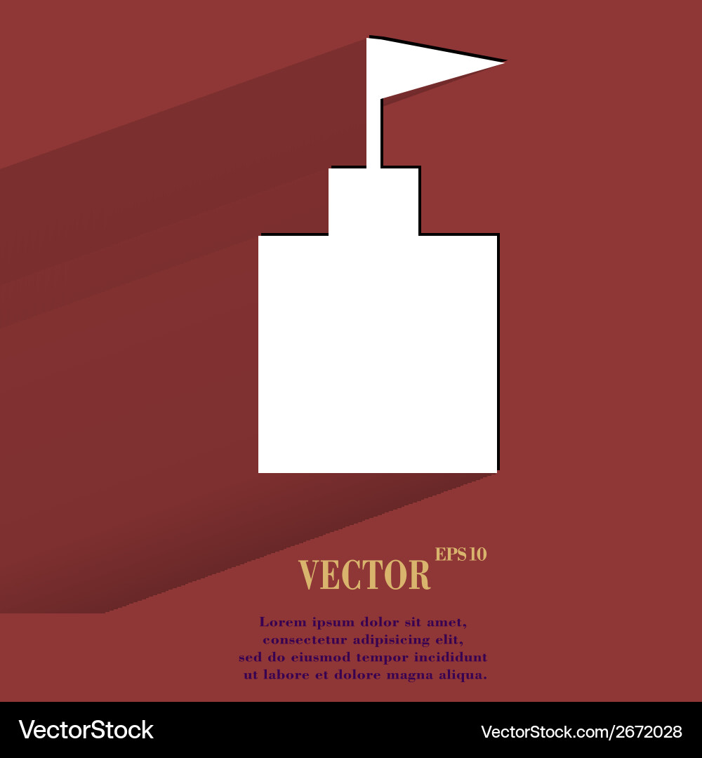 Tower flat modern web button with long shadow vector image