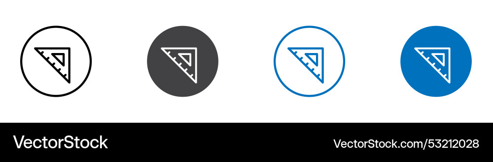 Triangular ruler icon flat editable mark set Triangular ruler icon flat editable mark set Vector Image