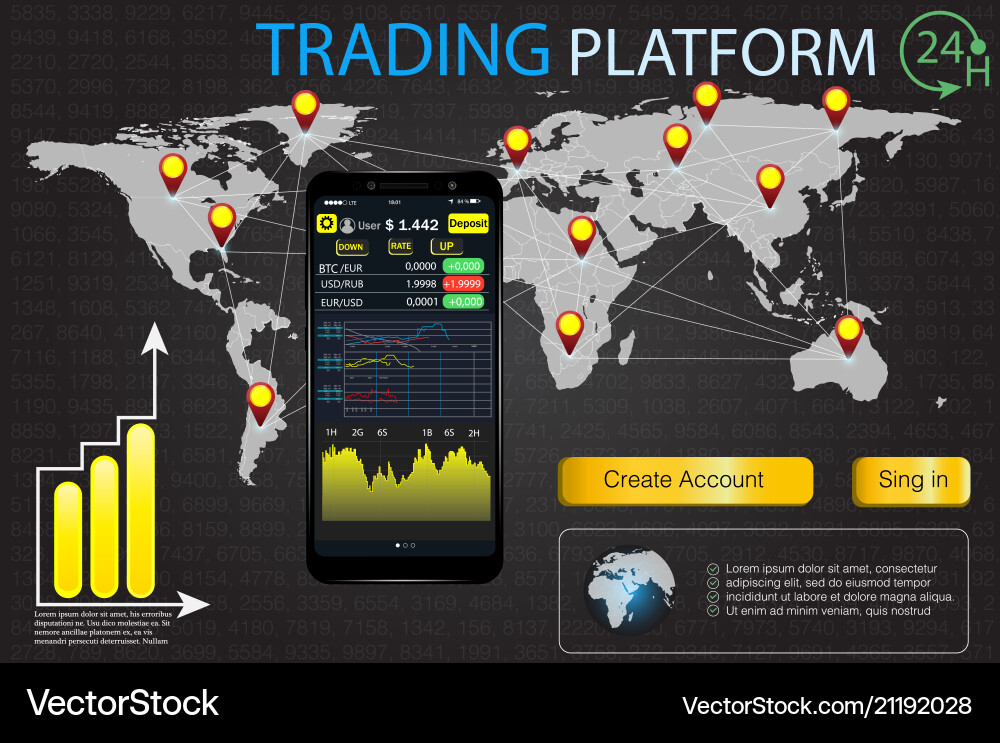 Ui for business app trade market binary option vector image