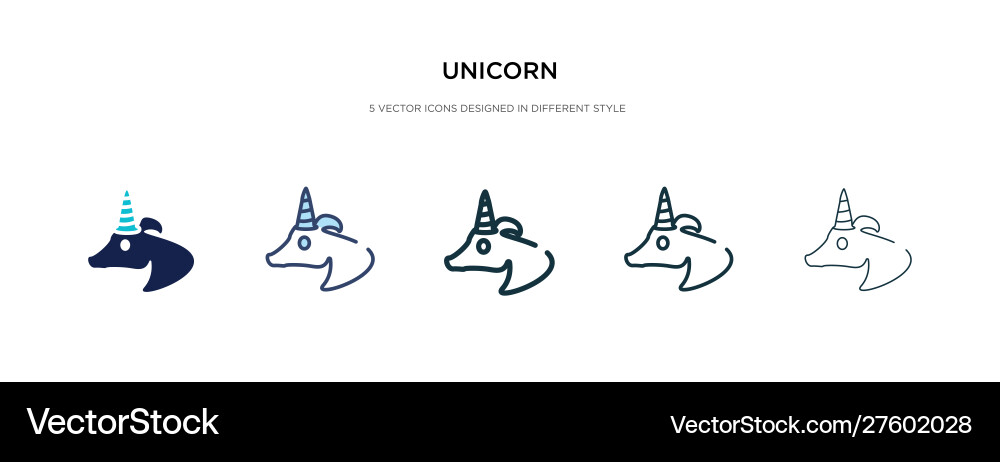 Unicorn icon in different style two colored vector image