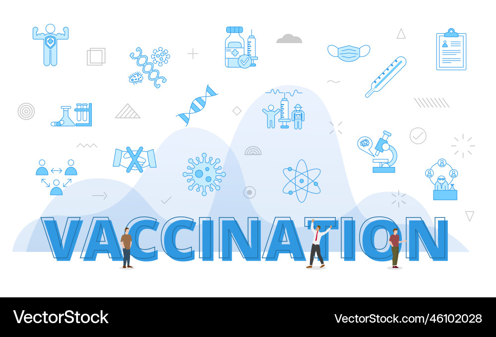Vaccination concept with big words and people Vaccination concept with big words and people vector image
