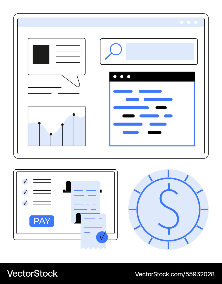Web analytics payment processing and financial Vector Image