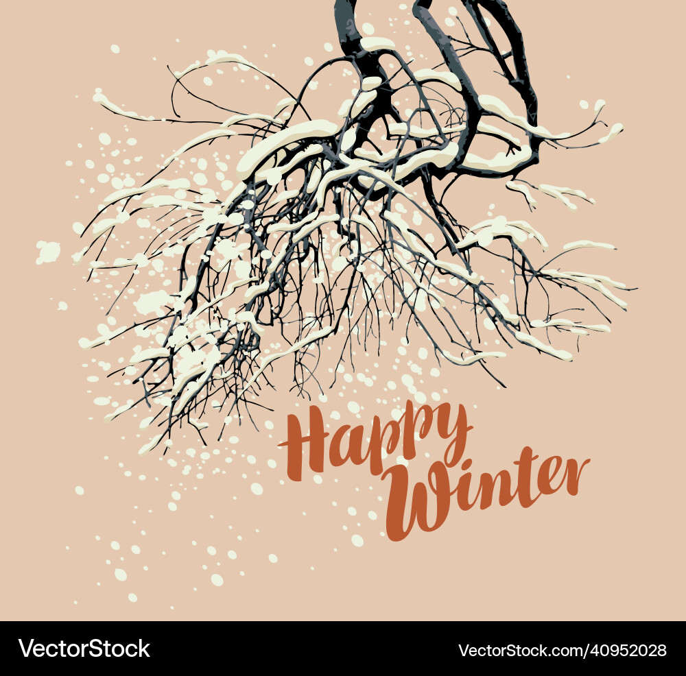Winter Snow Szene mit Kalligraphie Vektorbild