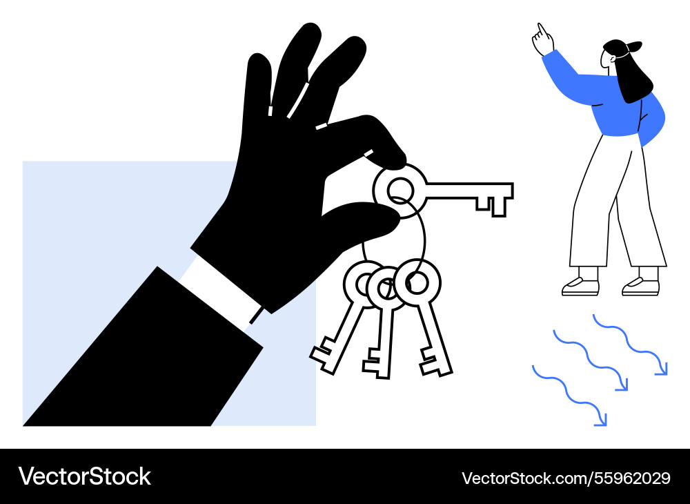 Black hand holding keyring with multiple keys Black hand holding keyring with multiple keys vector image