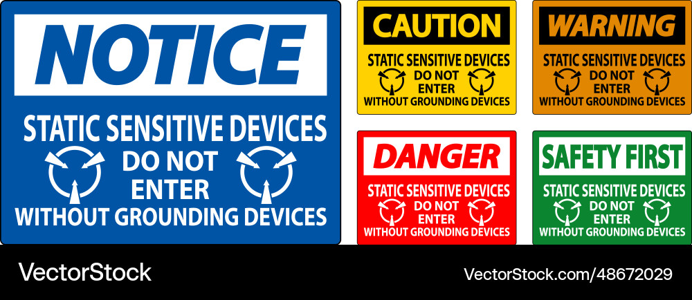Caution sign static sensitive devices do Caution sign static sensitive devices do Vector Image