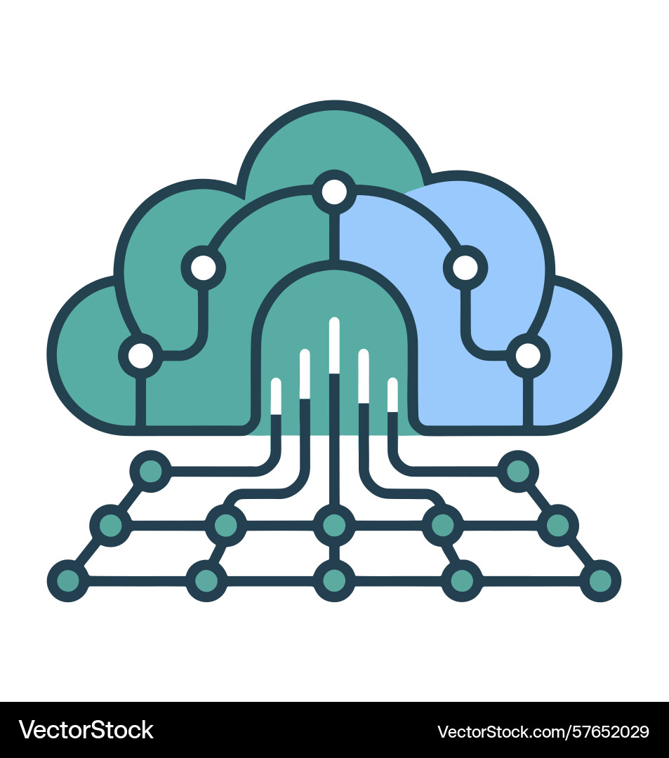 Cloud computing and data network icon vector image