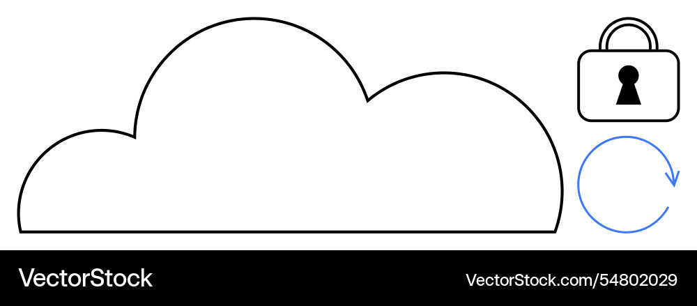 Cloud outline with padlock and circular arrow Vector Image