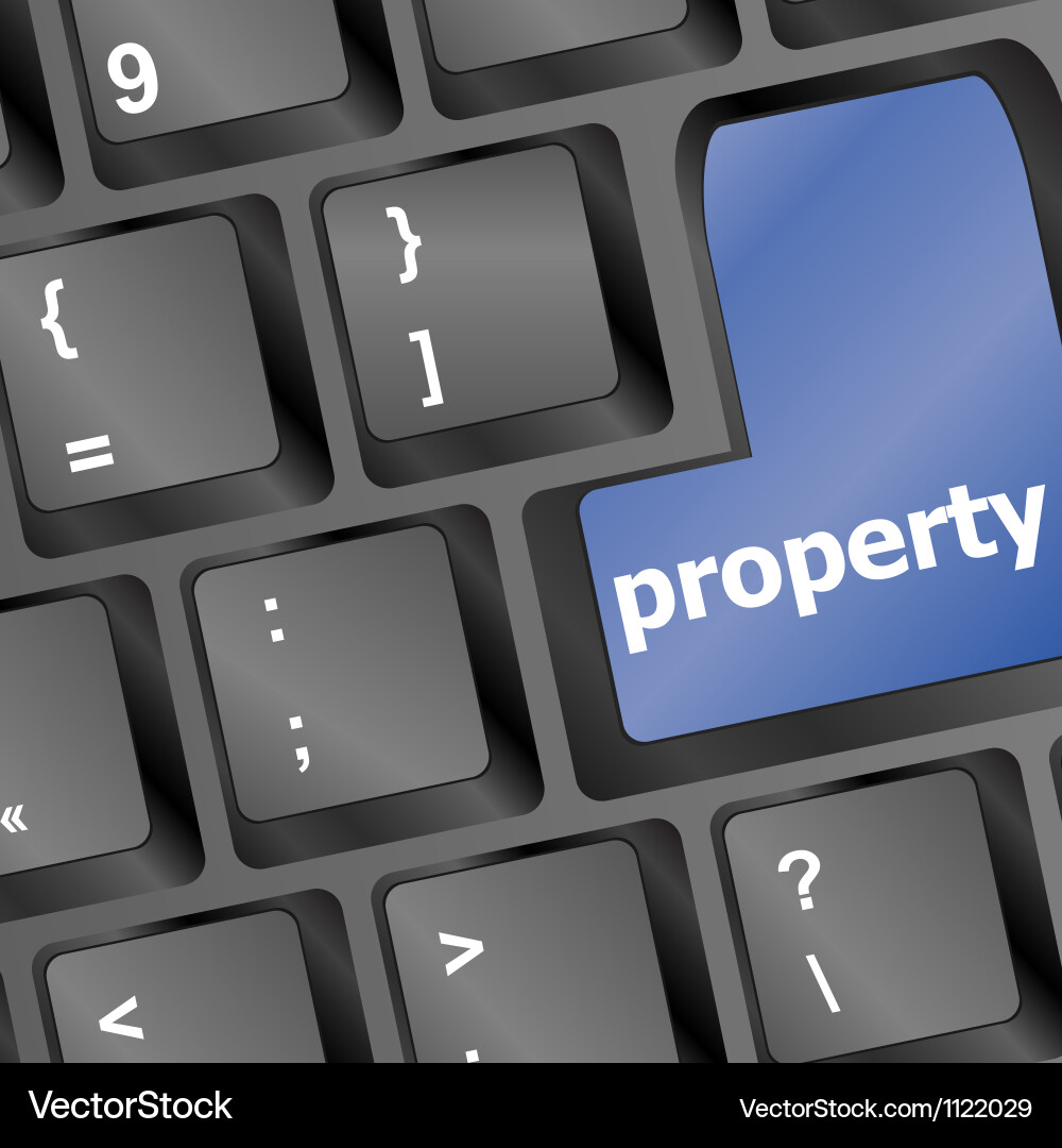 Computer keyboard with property word - business vector image
