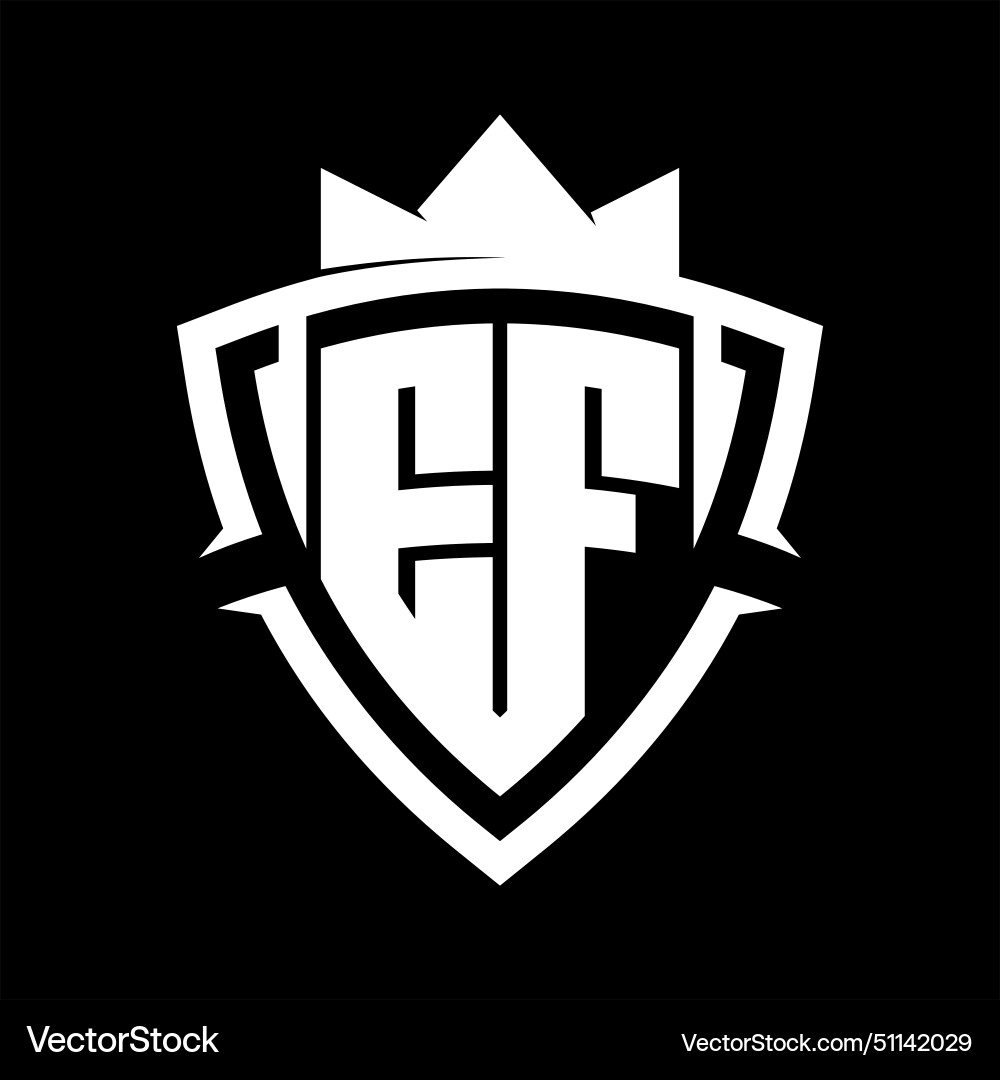 Ef letter monogram with triangle curve shield Vector Image
