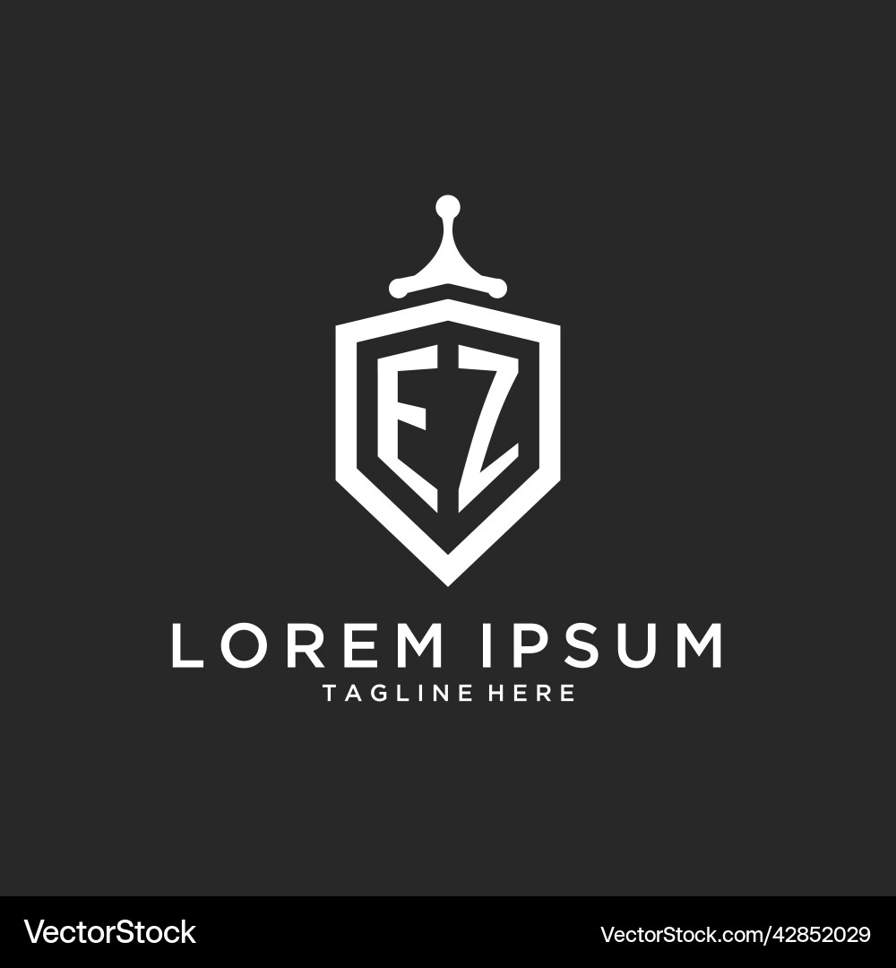 Ez monogram logo initial with shield guard shape Ez monogram logo initial with shield guard shape Vector Image