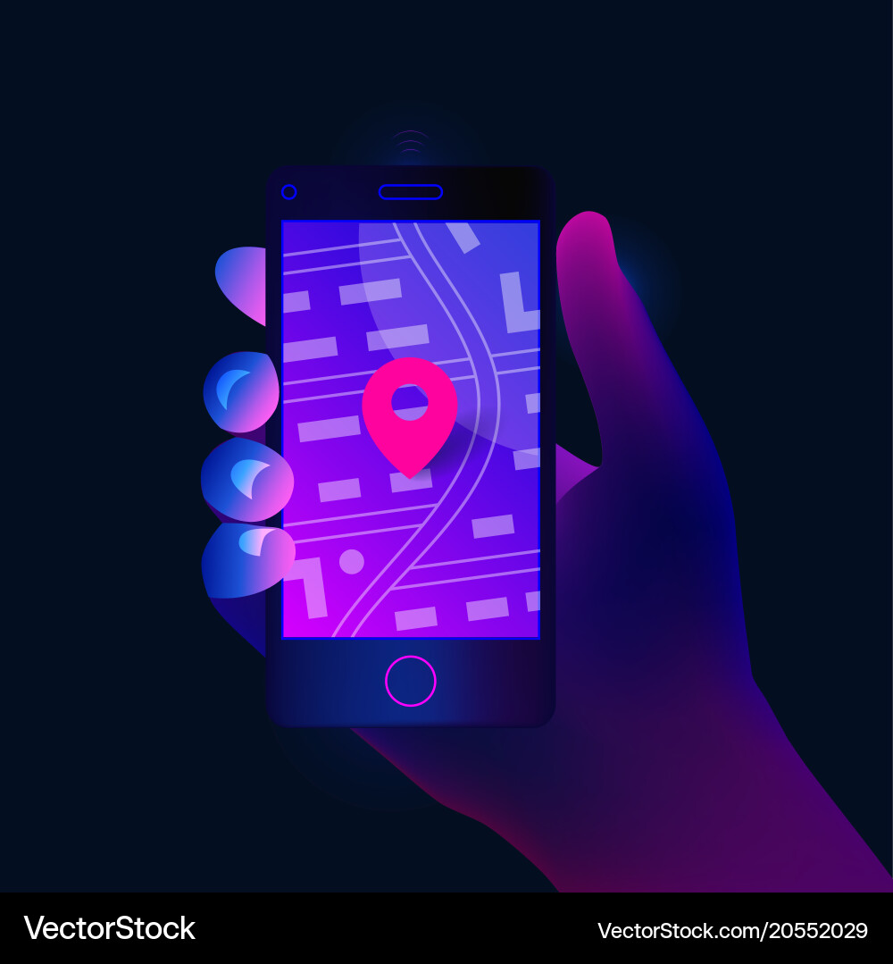 Gps navigation app on mobile phone Vector Image