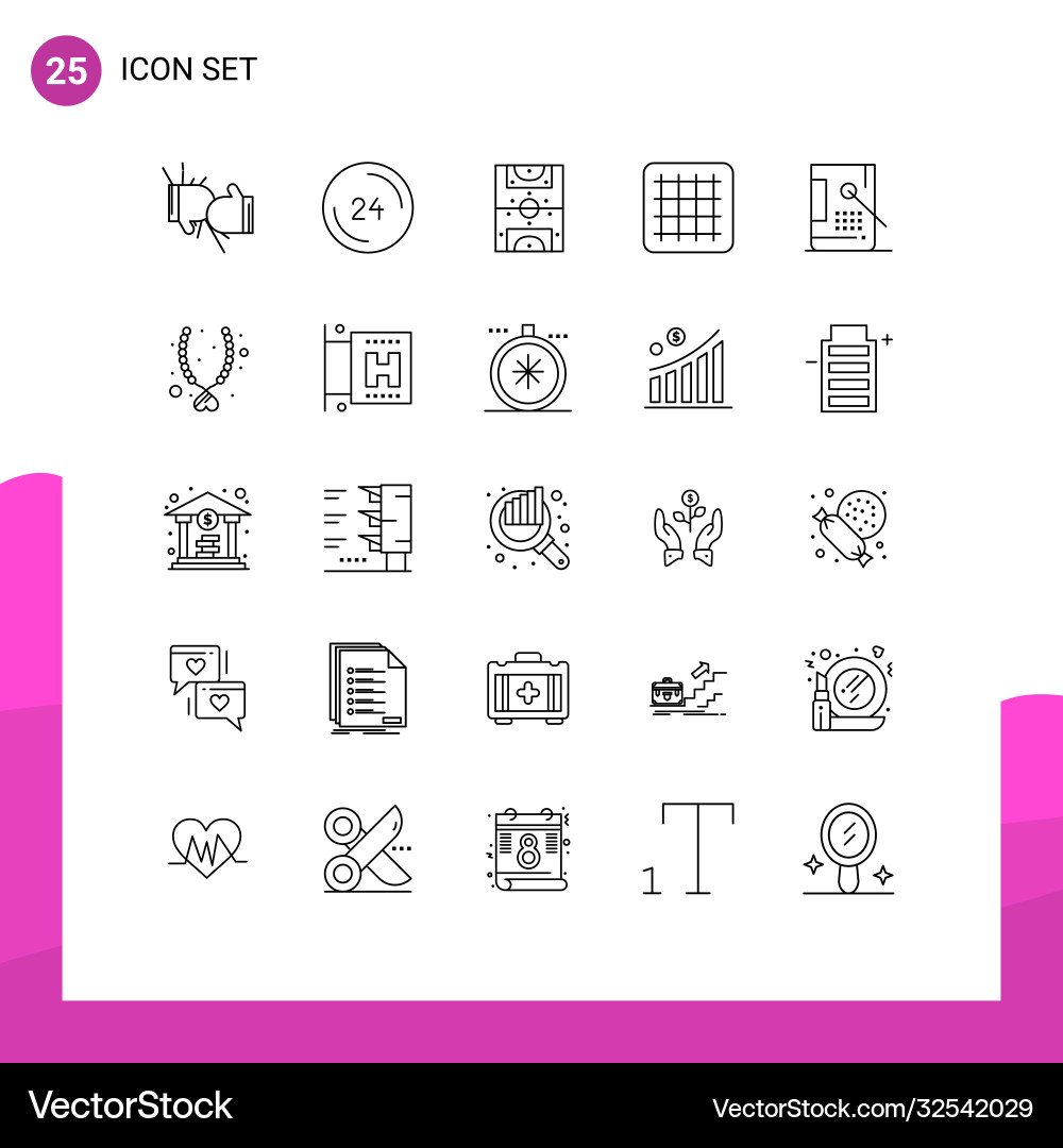 Group 25 lines signs and symbols for coding Vector Image