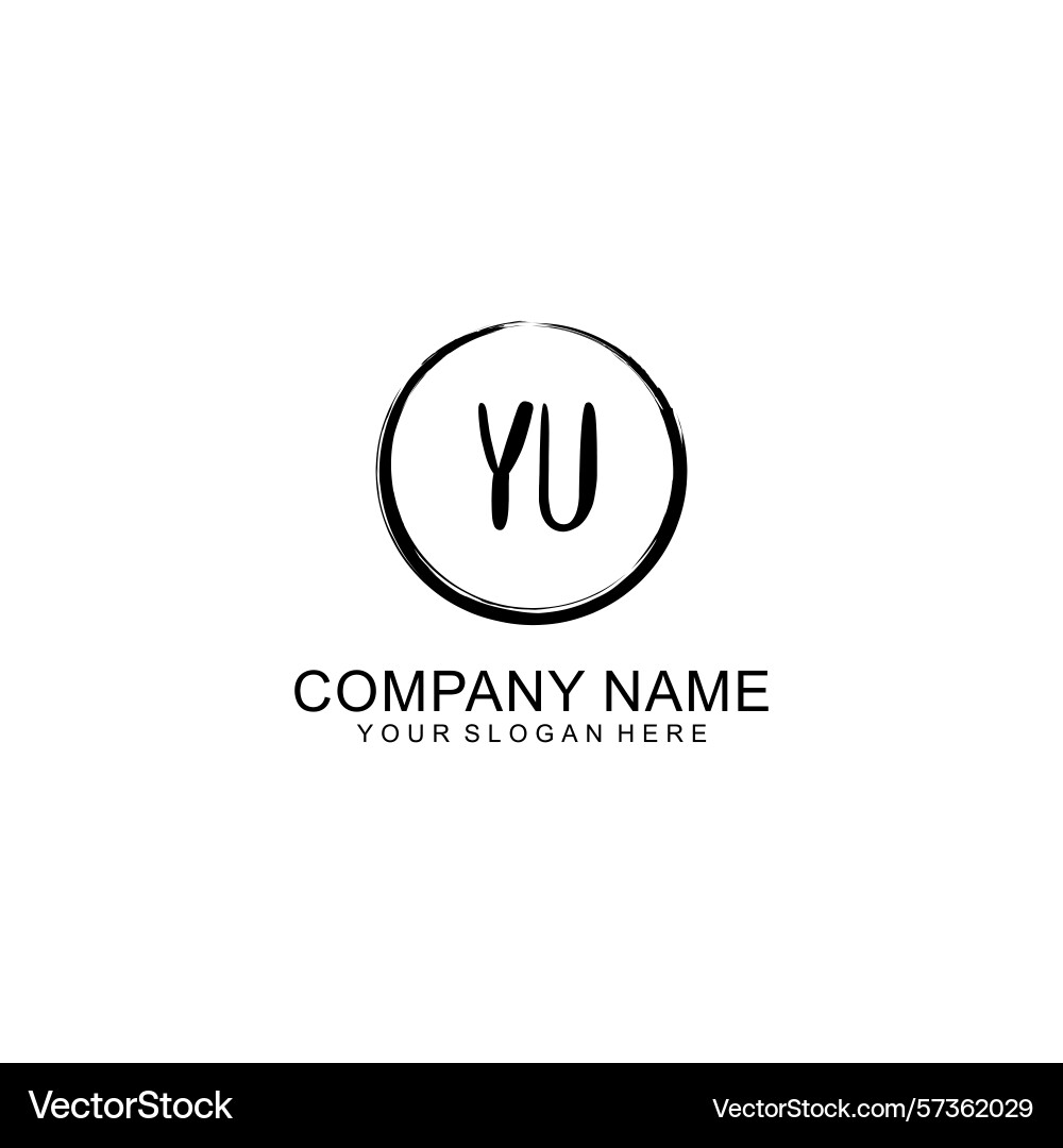 Handwritten yu initial logo with circle Vector Image