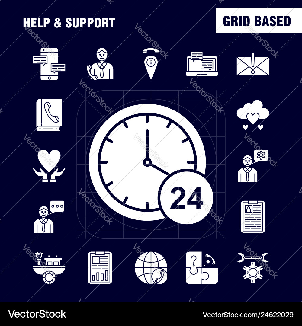 Help and support solid glyph icon for web print Vector Image
