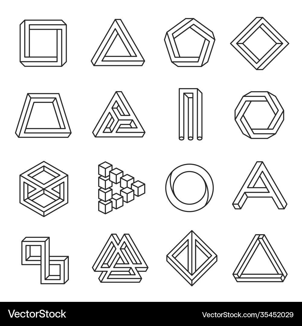 Impossible shape creative icon set geometrical Vector Image