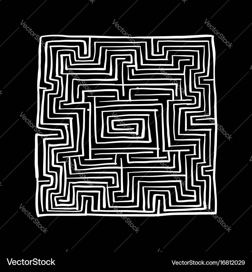 Labyrinth square sketch for your design vector image