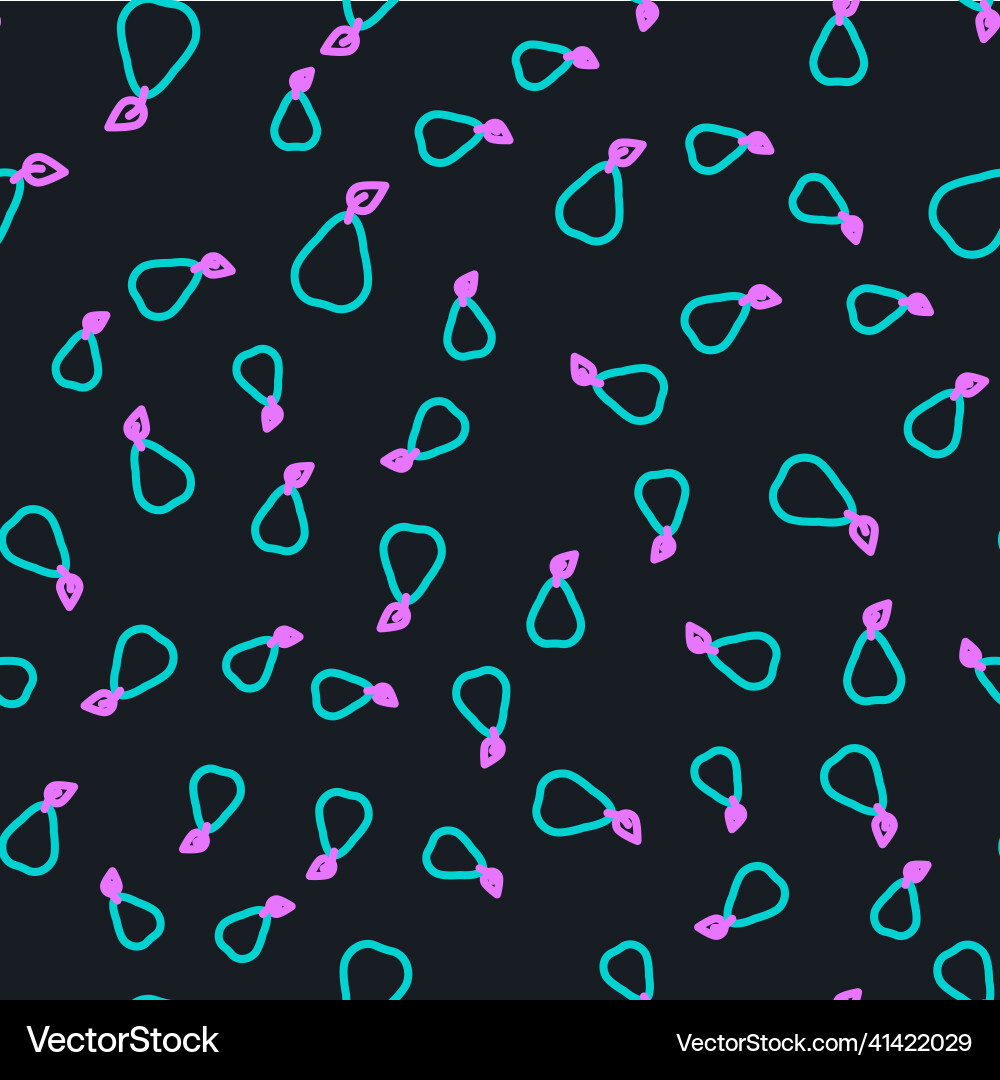Line pear icon isolated seamless pattern on black Vector Image