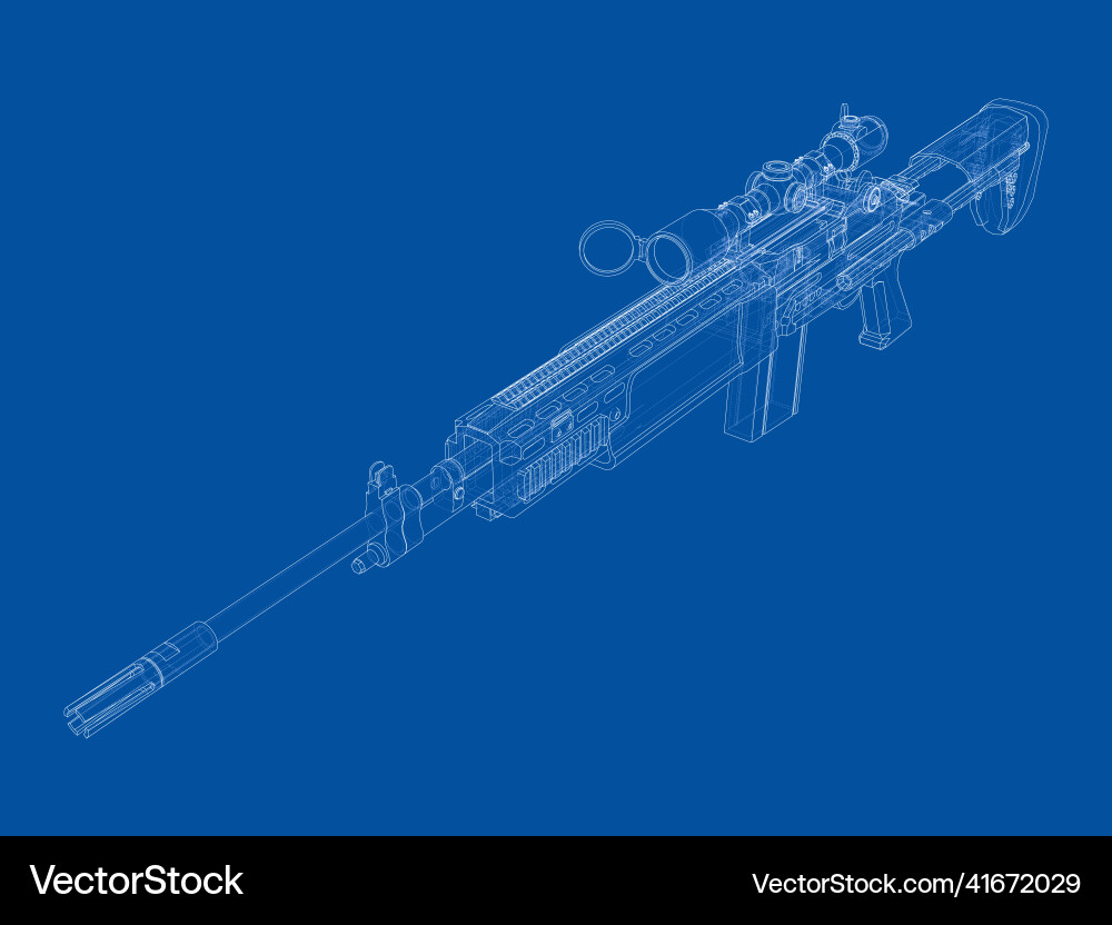 Machine gun rendering of 3d vector image