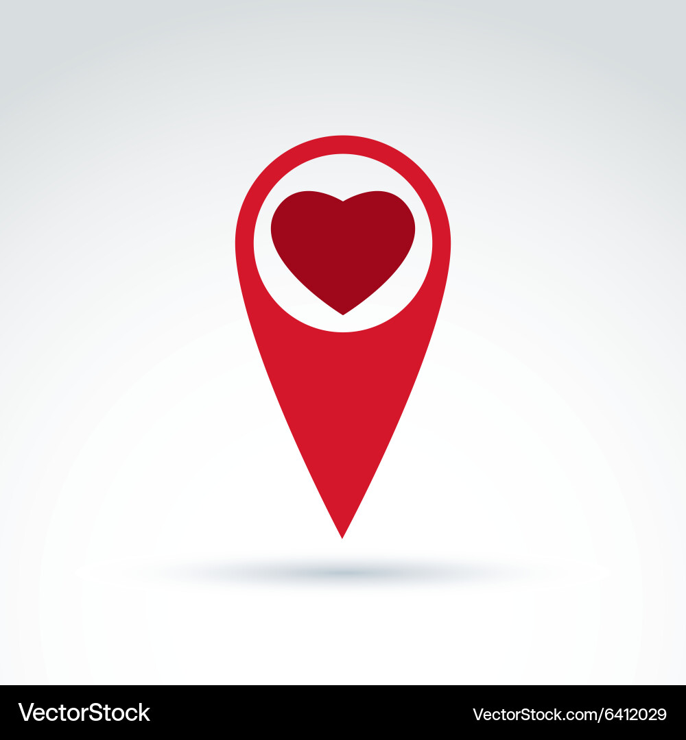 Map pointer with a loving heart icon place vector image