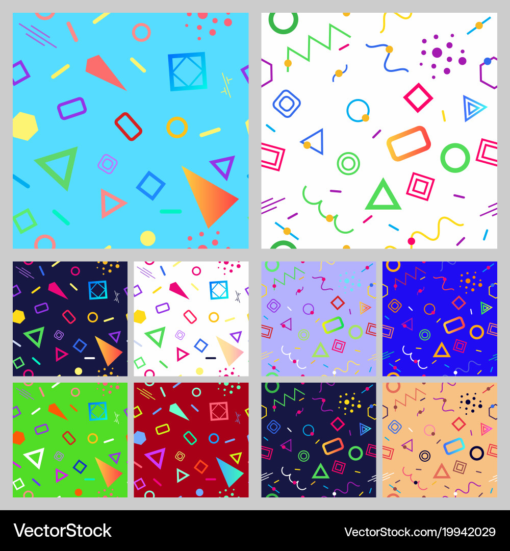Memphis Style Geometric Patterns vector image