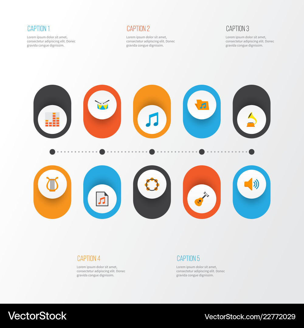 Multimedia icons flat style set with archive Vector Image